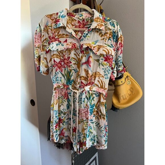Elan Floral Drawstring waist romper size M - Picture 4 of 6